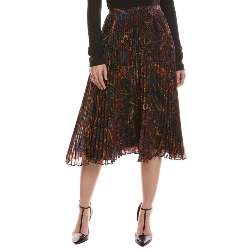 L’Agence Womens Fernanda Pleated Midi Skirt